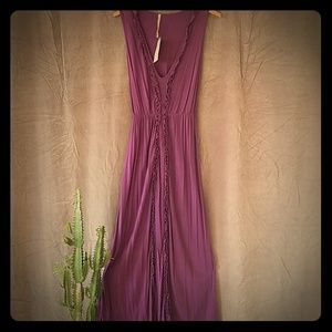 Purple dress with ruffle detail